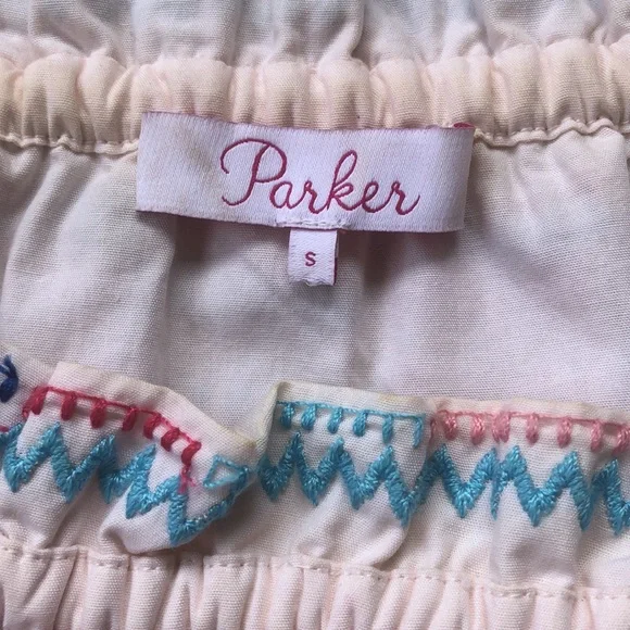 Anthropologie PARKER Jenay Off shoulder Embroidered Peasant Cotton Blouse Size S - Picture 4 of 9